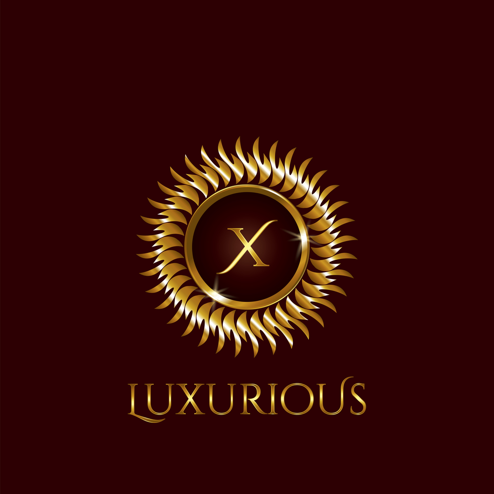 Luxury Golden Letter X Circle Logo vector design gold color.