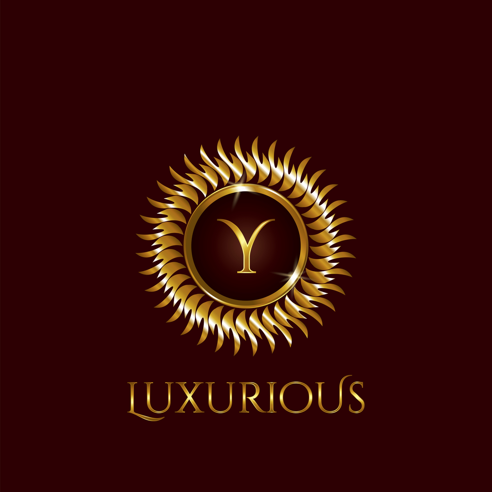 Luxury Golden Letter Y Circle Logo vector design gold color.