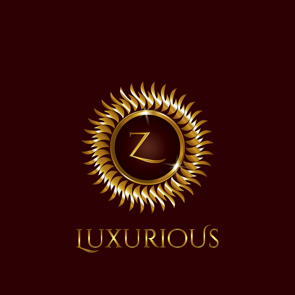 Luxury Golden Letter Z Circle Logo vector design gold color.