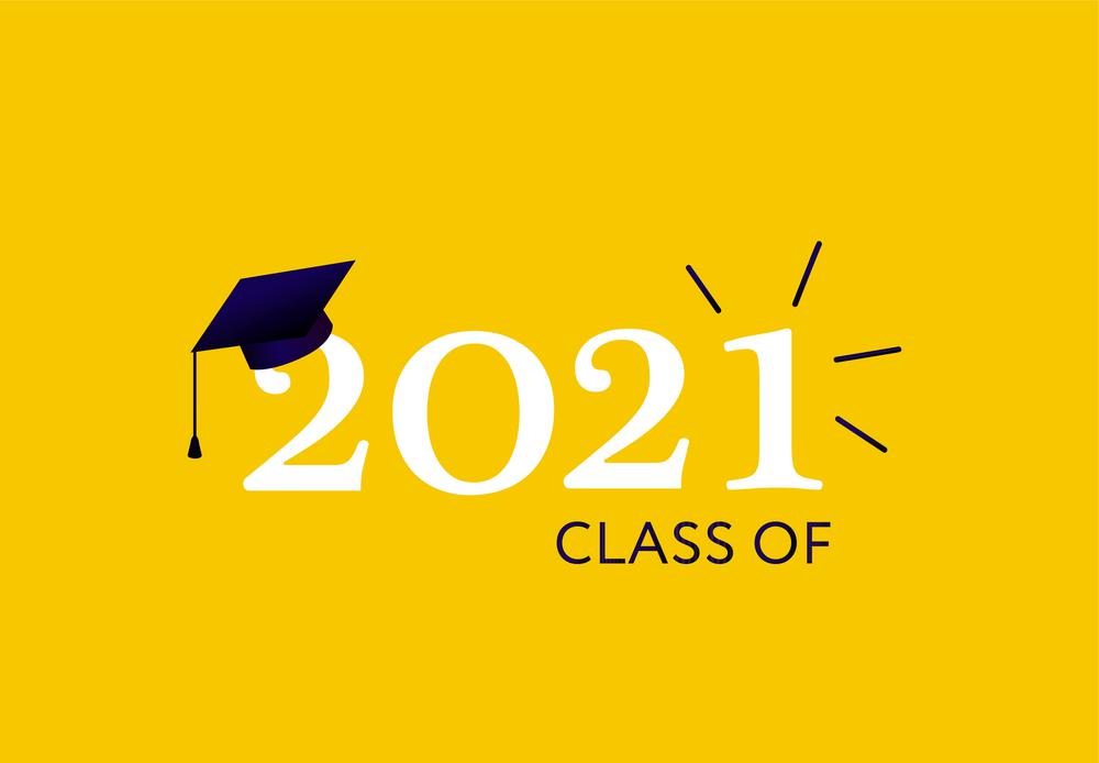 Class of 2021. Vector illustration. Graduation logo. Template for graduation design, party, yearbook