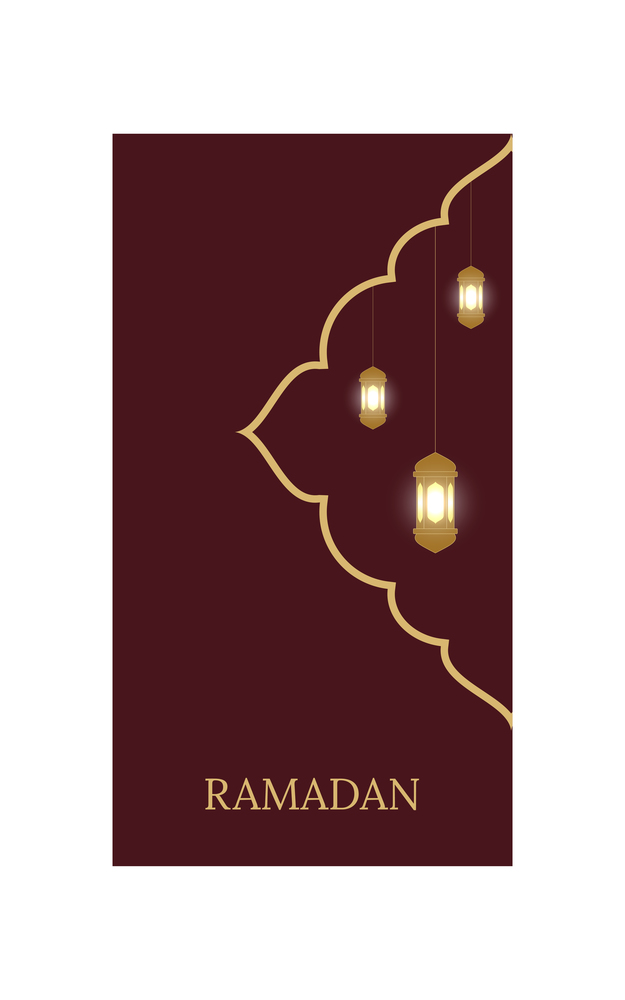 The Muslim feast of the holy month of Ramadan Kareem. Vertical banners with glowing lanterns and ornate element. Vector Illustration for greeting card, poster and voucher.