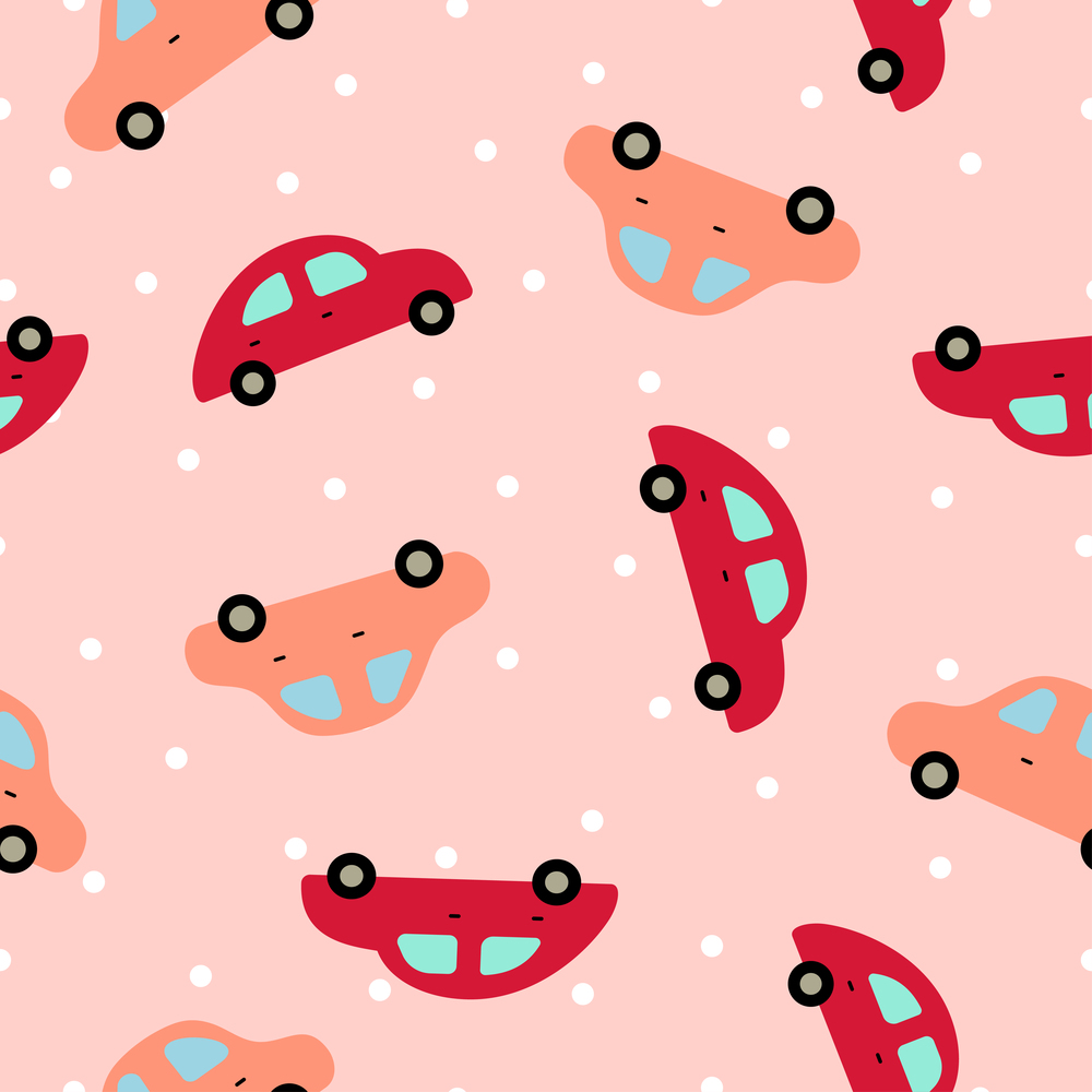 Cute car seamless pattern. Design element for textile, prints for clothes. Vector colorful illustration.
