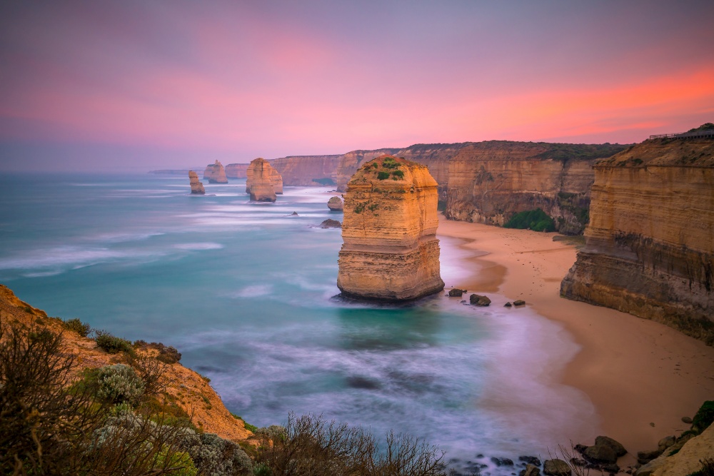 Sunset  The Twelve Apostles, Great Ocean Road in Victoria Australia