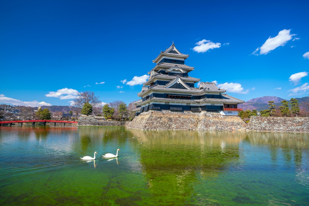 Matsumoto castle in  Japan with blue sky