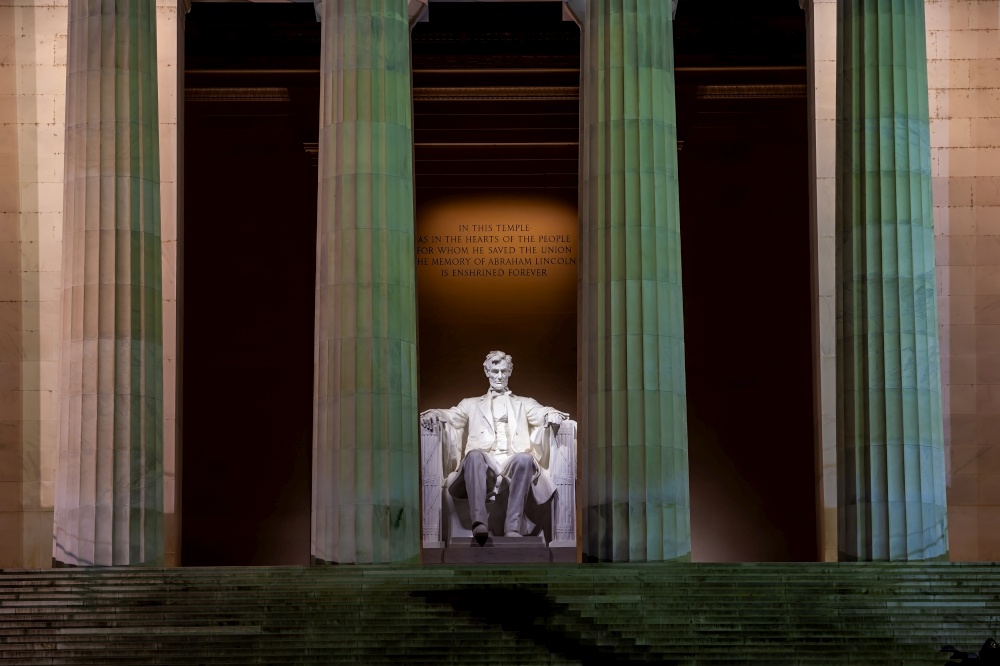 Lincoln Memorial at night in Washington, D.C. United States of America