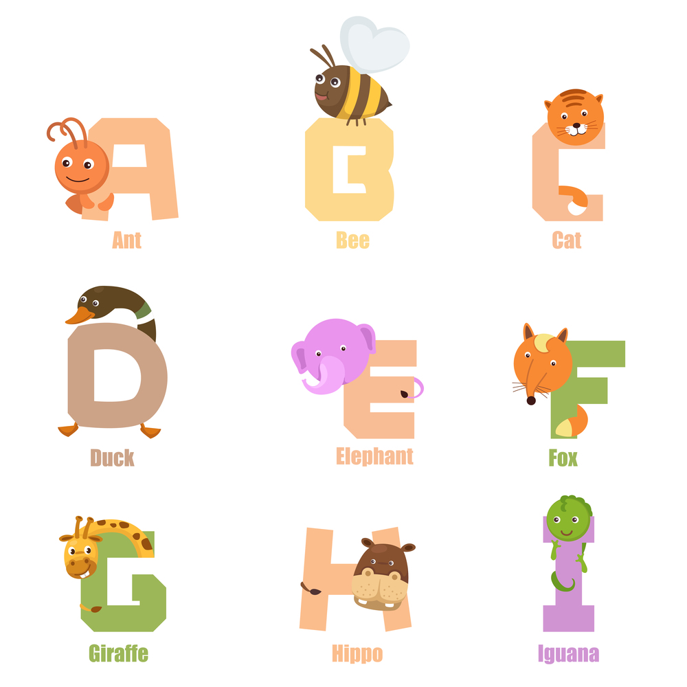 illustration of Alphabet Animal A-I