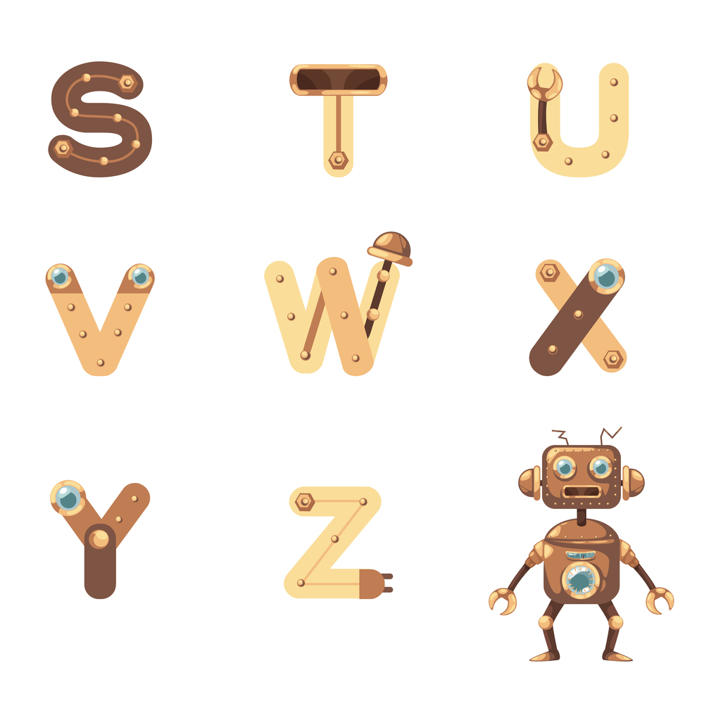 illustration of Alphabet S-Z Robot