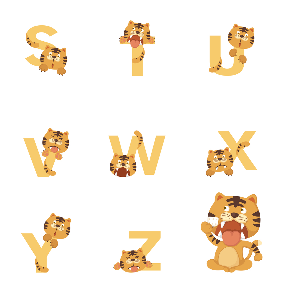 illustration of Alphabet S-Z Tiger