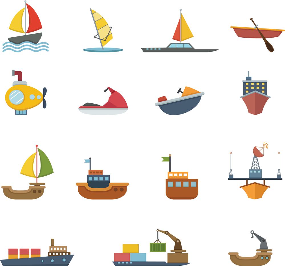 boats and ships icons set