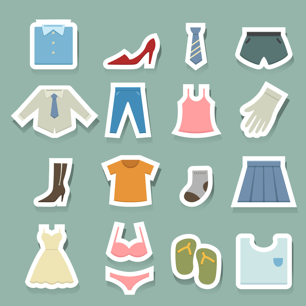 illustration of Clothing icons set