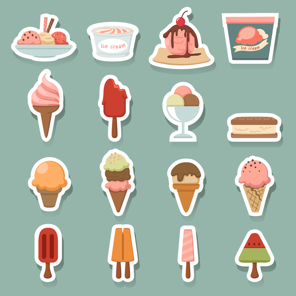 illustration of Ice Cream icons set