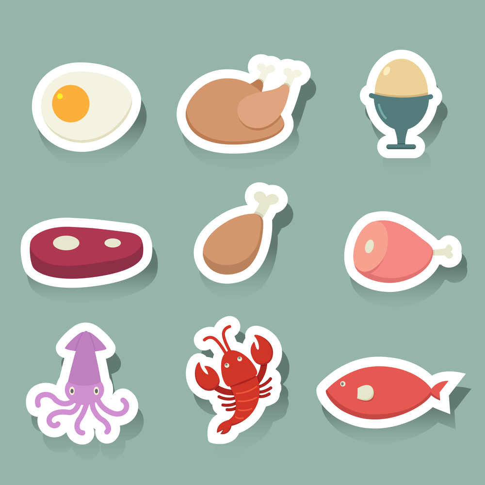 illustration of food icons set