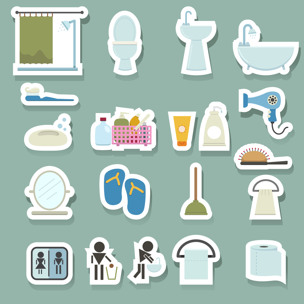 illustration of Bathroom icons set