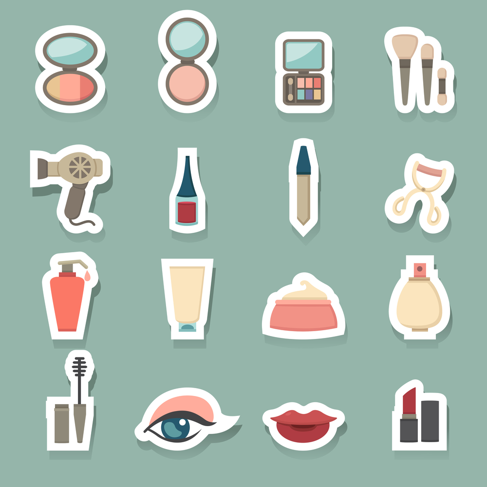 illustration of Makeup Cosmetic icons set