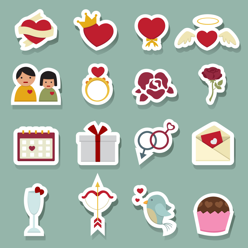 illustration of Valentine day love icons
