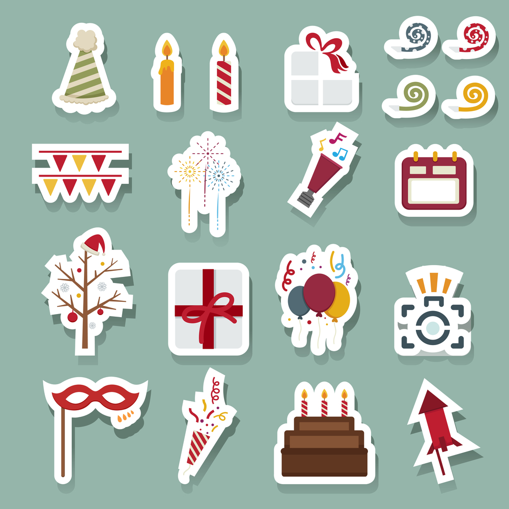 illustration of Happy New Year icons