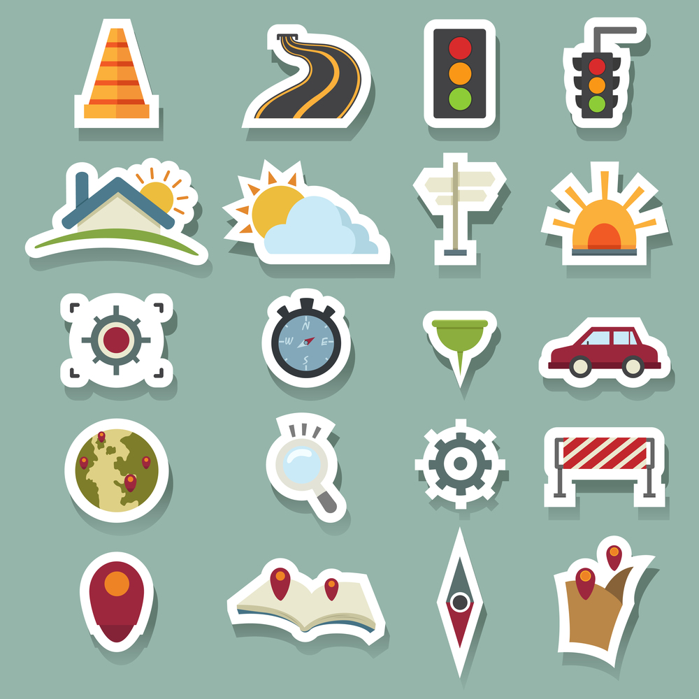illustration of transportation icons and map icons