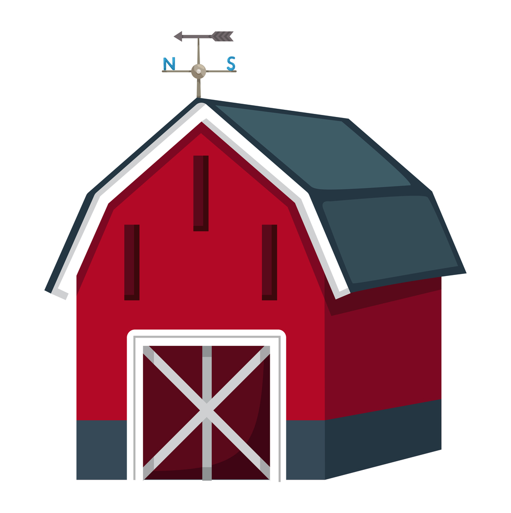 Illustration of isolated barn house on a white background