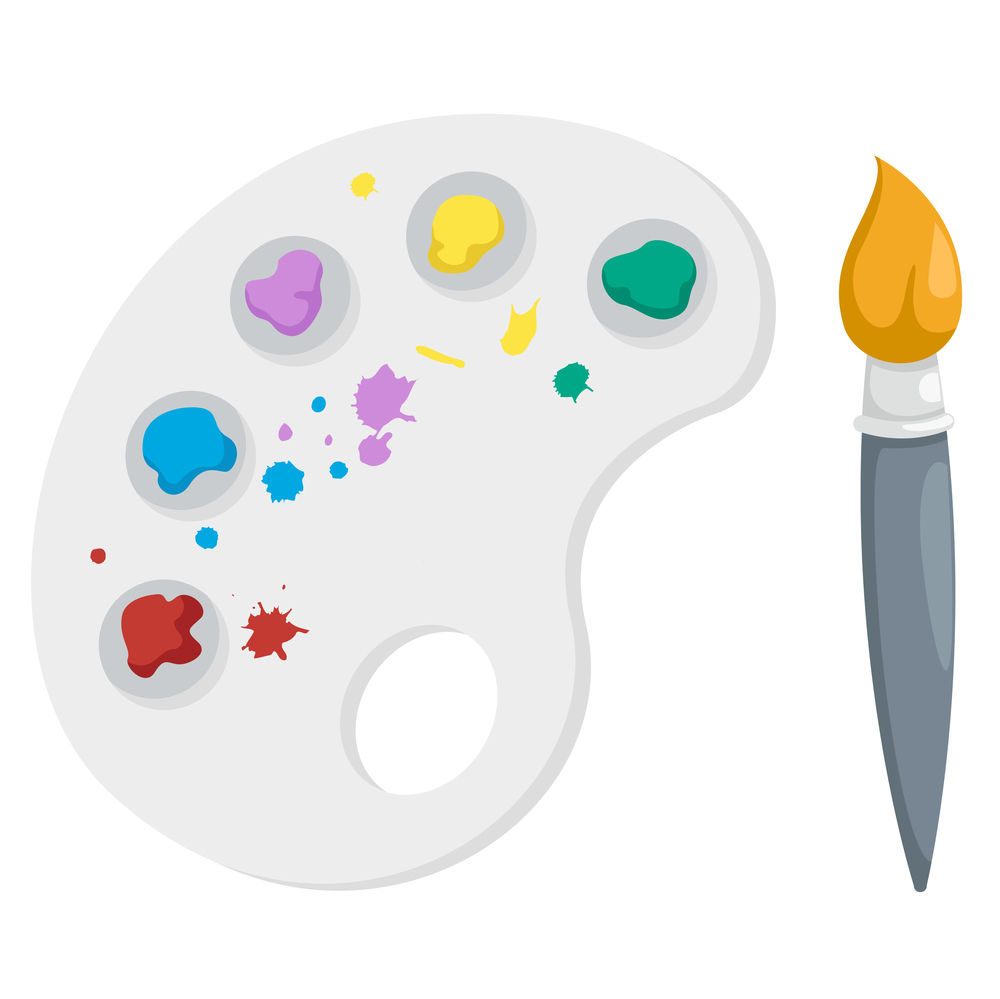 Paint brush with palette,illustration,vector