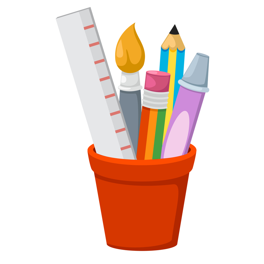 school accessories isolated in holder,illustration,vector