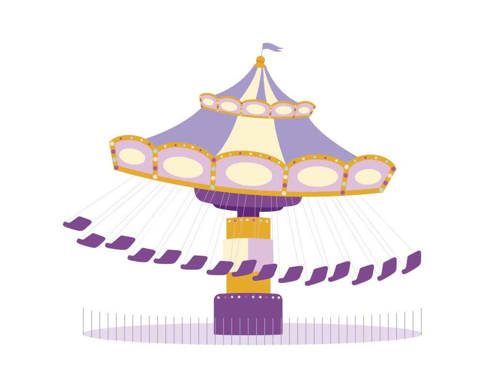 Carousel semi flat color vector object. Amusement park. Full sized item on white. Rotating circular platform. Merry-go-round isolated modern cartoon style illustration for graphic design and animation. Carousel semi flat color vector object