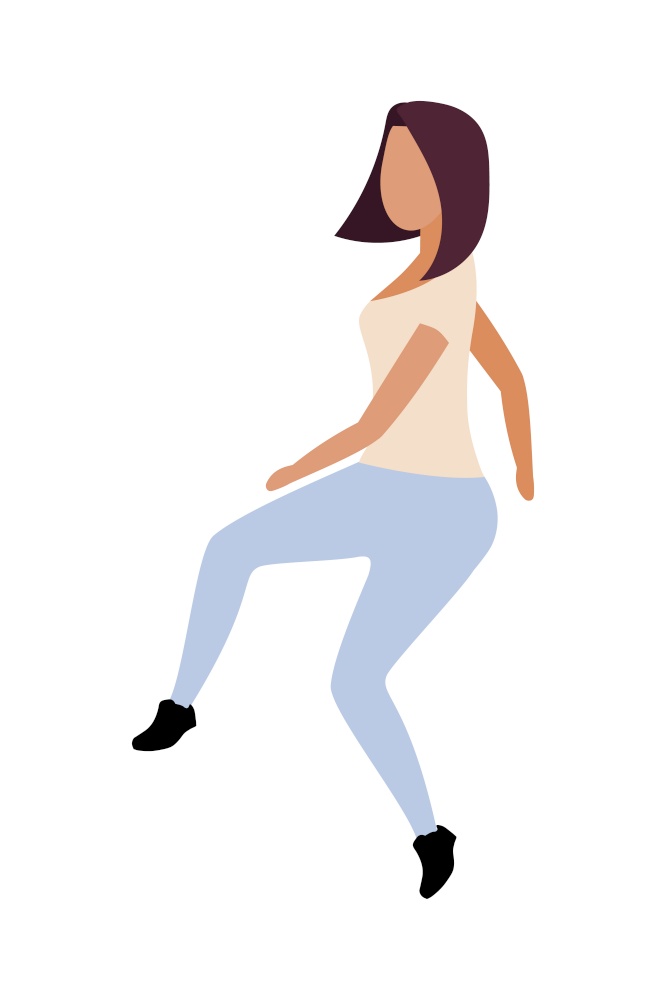 Dancing woman semi flat color vector character. Posing figure. Full body person on white. Clubbing nightlife isolated modern cartoon style illustration for graphic design and animation. Dancing woman semi flat color vector character