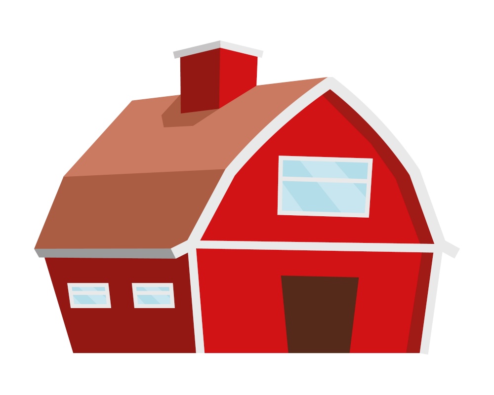 Farm building semi flat color vector object. Agricultural barn. Full sized item on white. Grain store. Livestock shelter isolated modern cartoon style illustration for graphic design and animation. Farm building semi flat color vector object