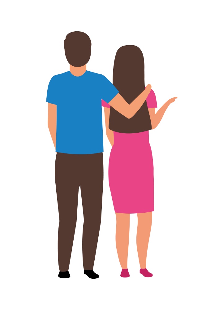 Couple standing together semi flat color vector characters. Full body people on white. Husband supporting wife isolated modern cartoon style illustration for graphic design and animation. Couple standing together semi flat color vector characters