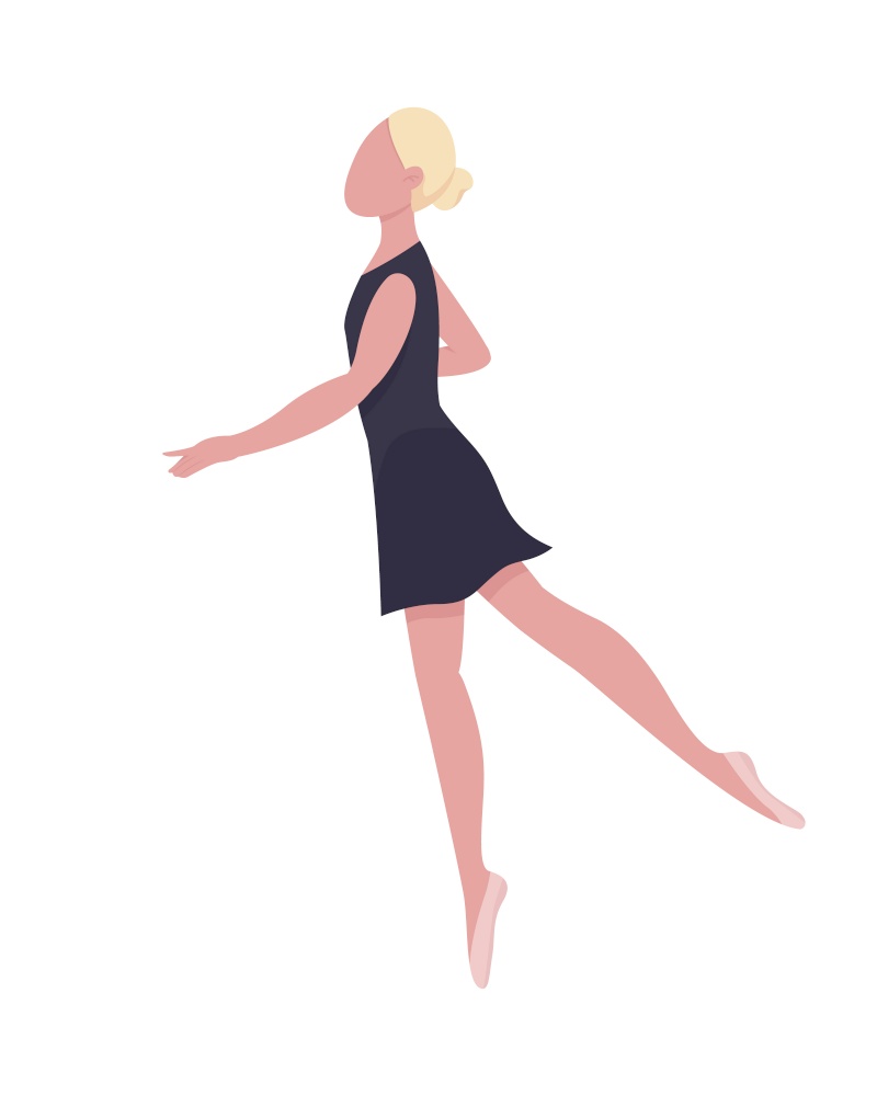 Female ballet dancer semi flat color vector character. Posing figure. Full body person on white. Practicing danseuse isolated modern cartoon style illustration for graphic design and animation. Female ballet dancer semi flat color vector character