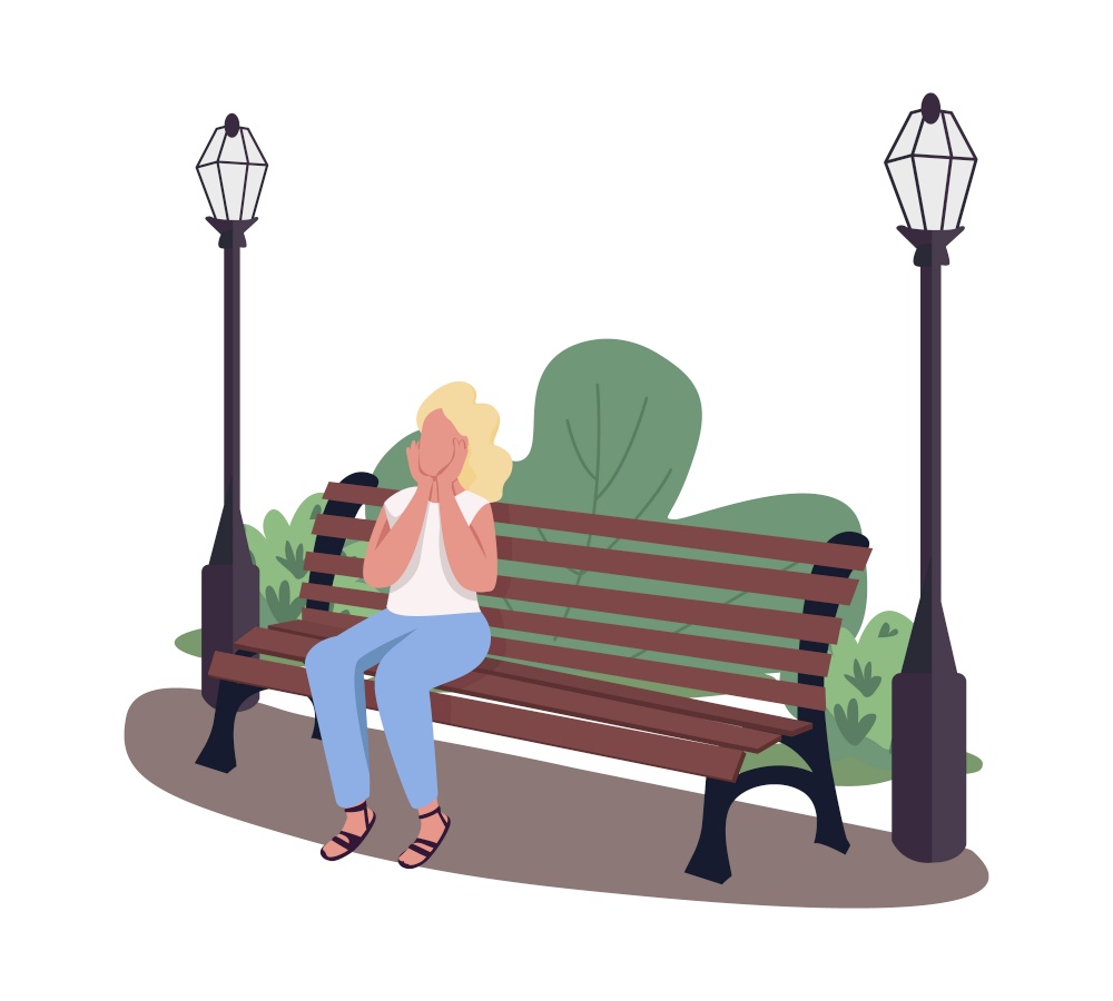 Excited woman visiting park semi flat color vector character. Full body person on white. Outdoor relaxation area isolated modern cartoon style illustration for graphic design and animation. Excited woman visiting park semi flat color vector character
