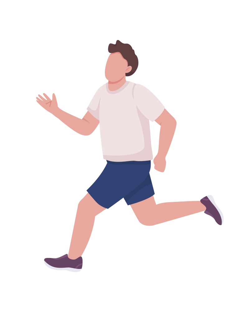 Running athlete semi flat color vector character. Workout routine. Full body person on white. Training for sports isolated modern cartoon style illustration for graphic design and animation. Running athlete semi flat color vector character