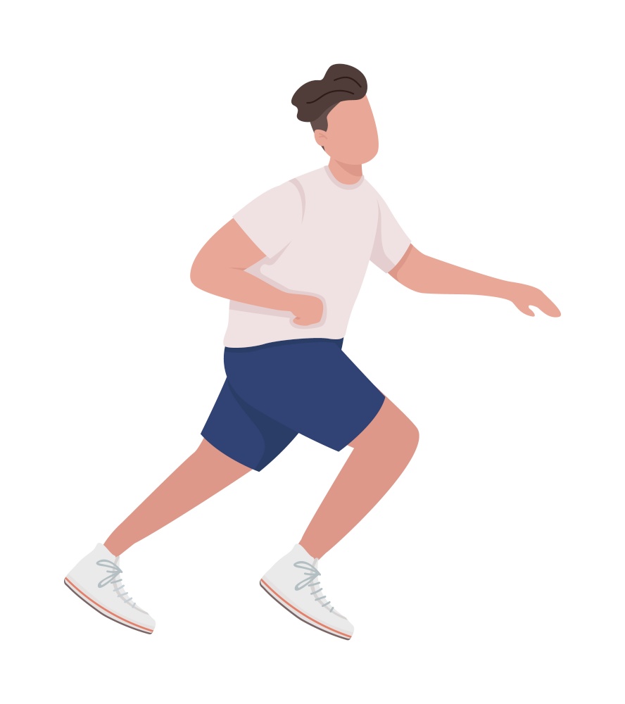 Male sprinter semi flat color vector character. Jumping figure. Full body person on white. Participate in athletic event isolated modern cartoon style illustration for graphic design and animation. Male sprinter semi flat color vector character