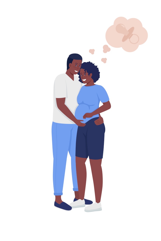 Expecting couple semi flat color vector characters. Standing figures. Full body people on white. Family members isolated modern cartoon style illustration for graphic design and animation. Expecting couple semi flat color vector characters