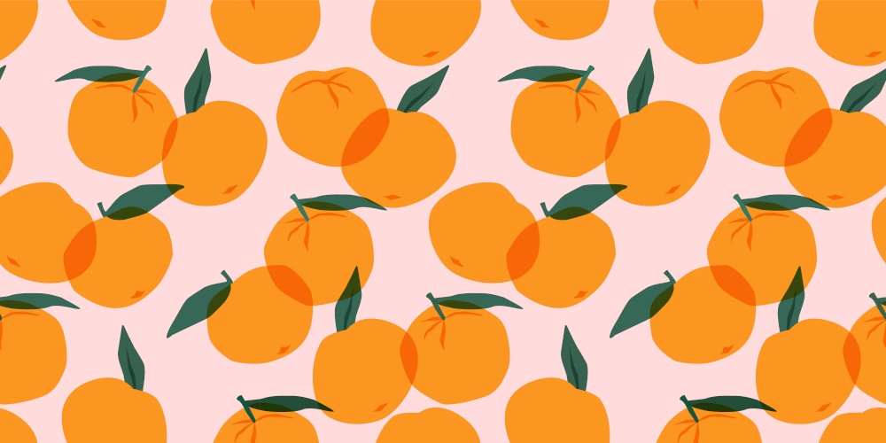 Vector seamless pattern with mandarins. Trendy hand drawn textures. Modern abstract design for paper, cover, fabric, interior decor and other users.. Vector seamless pattern with mandarins. Trendy hand drawn textures. Modern abstract design.