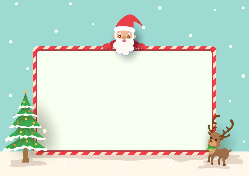 Christmas background holiday with santa claus and frame