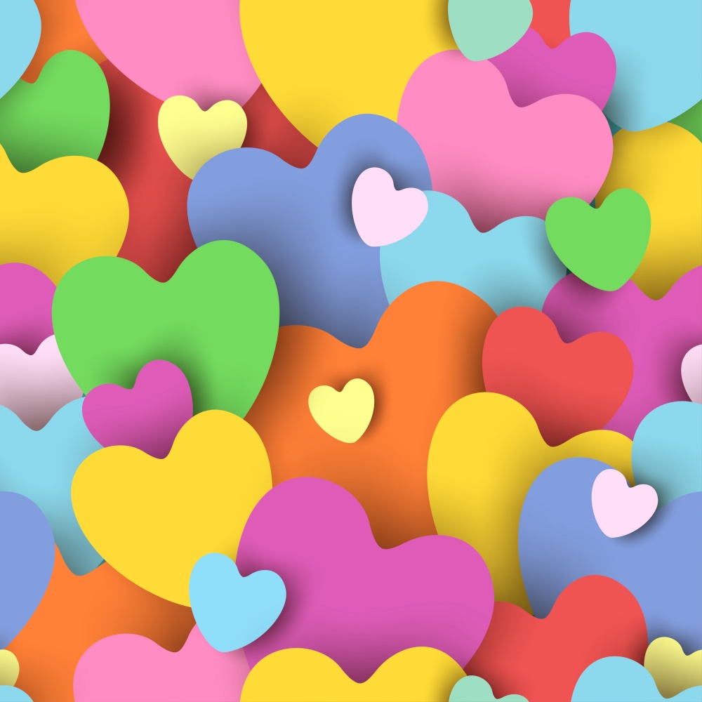 Colorful Heart seamless pattern for Pride and Valentine&rsquo;s Day