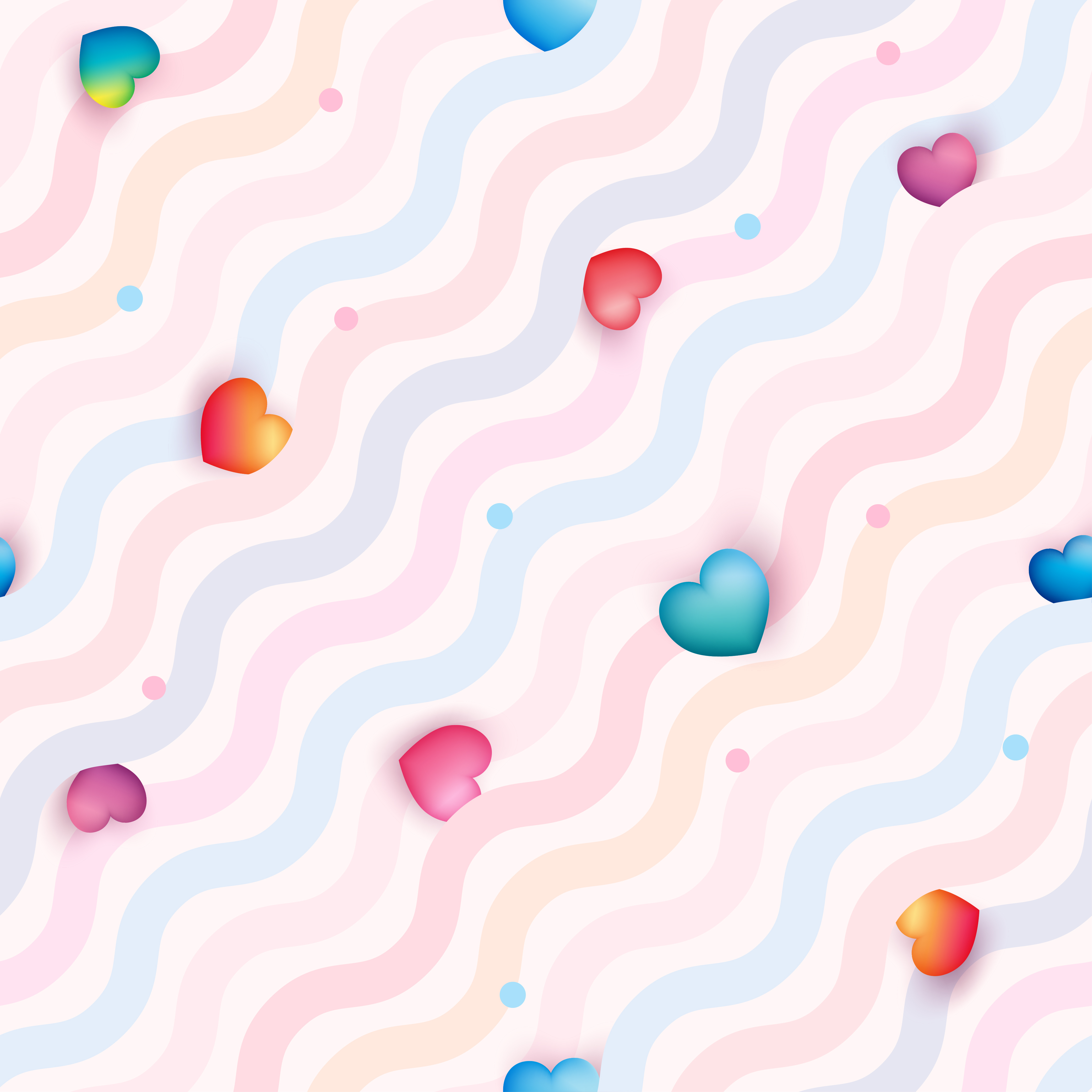 Heart seamless pattern with colorful pastel colors for Valentine