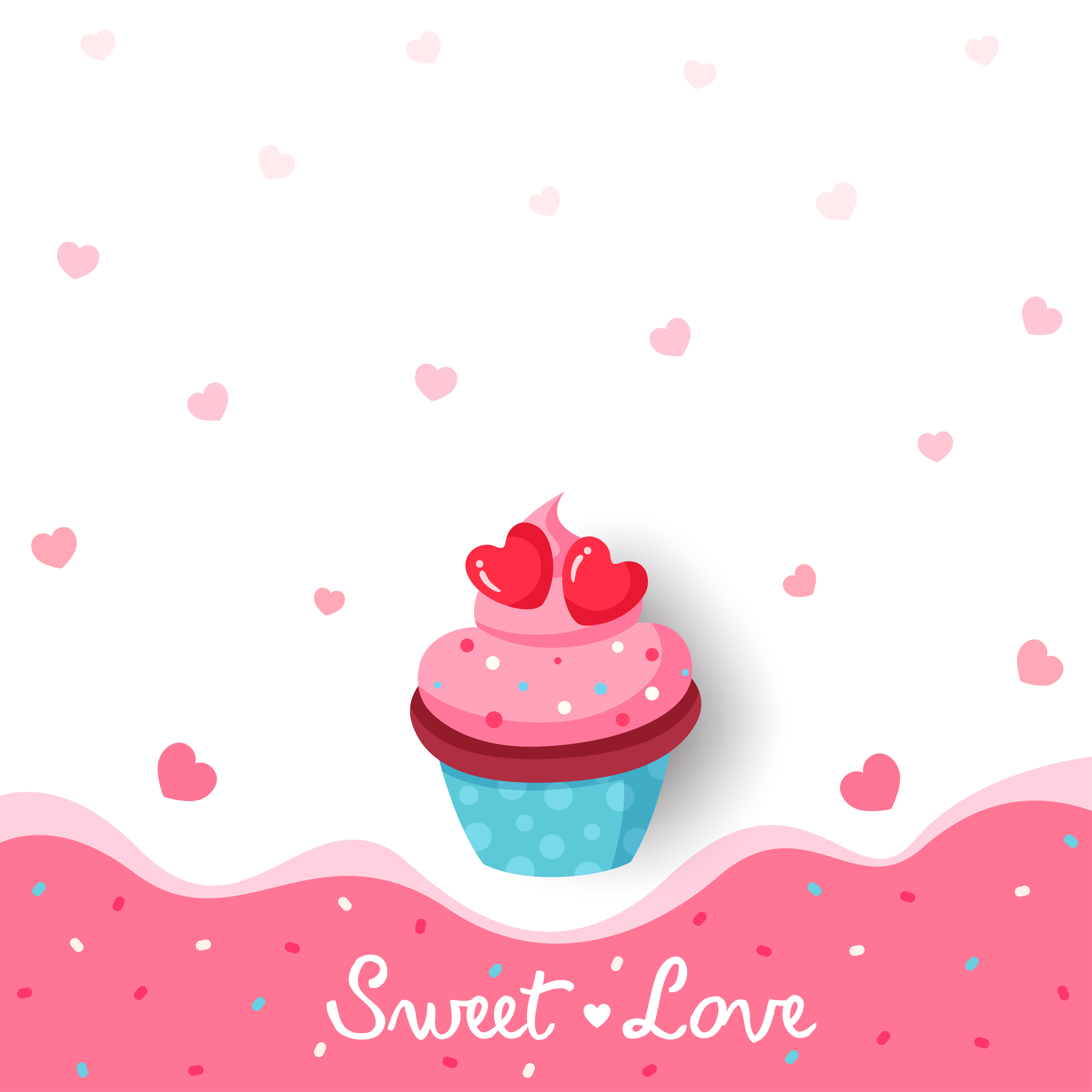Illustration vector of love cupcake for Valentine&rsquo;s Day