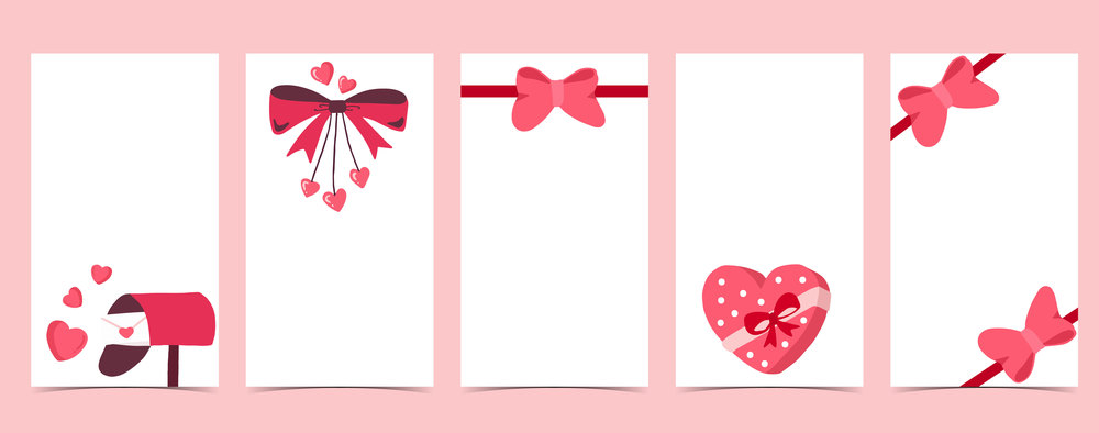 Valentine background for social media with heart,ribbon and mailbox