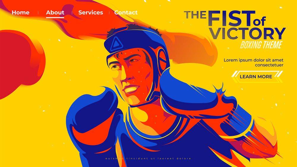 Vector illustration for UI or a landing page of the amateur boxer that the boxer in blue is about to send his punch to his opponent