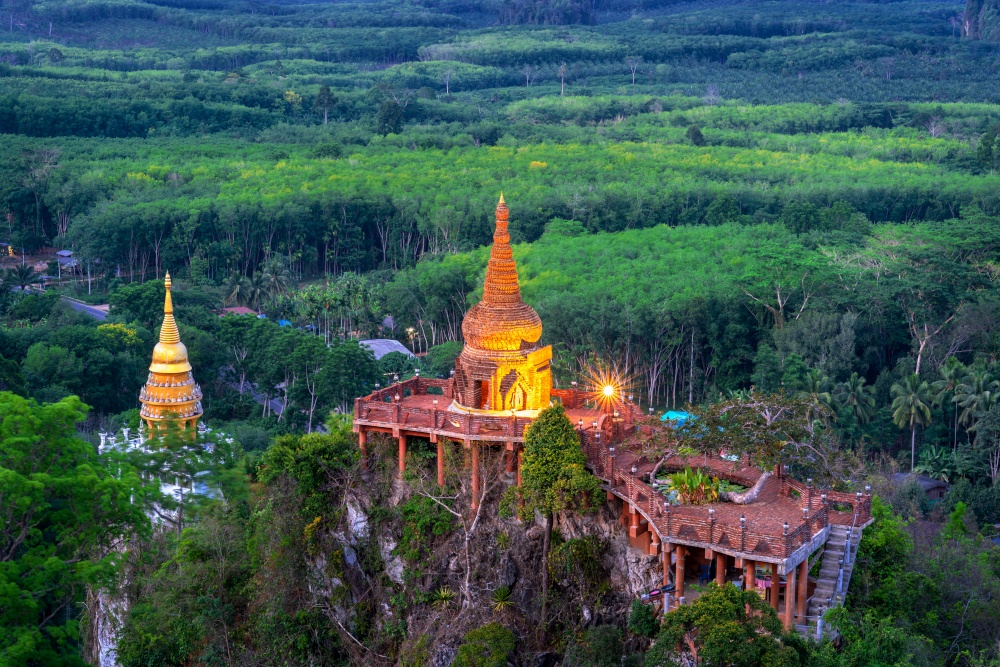 Viewpoint of Khao Na Nai Luang Dharma Park in Surat Thani, Thailand.