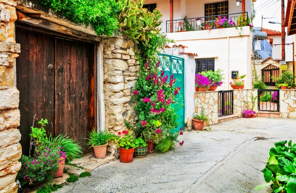 Traditionla villages of Cyprus island. Omodos, with charming streets