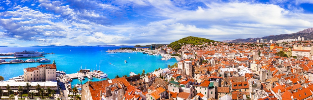 Landmarks and travel in Croatia- Split , popular tourist and cruise destination