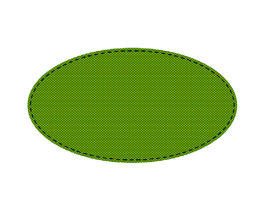 Oval patch with stitches