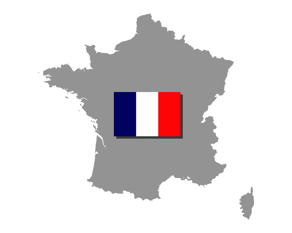 French flag and map