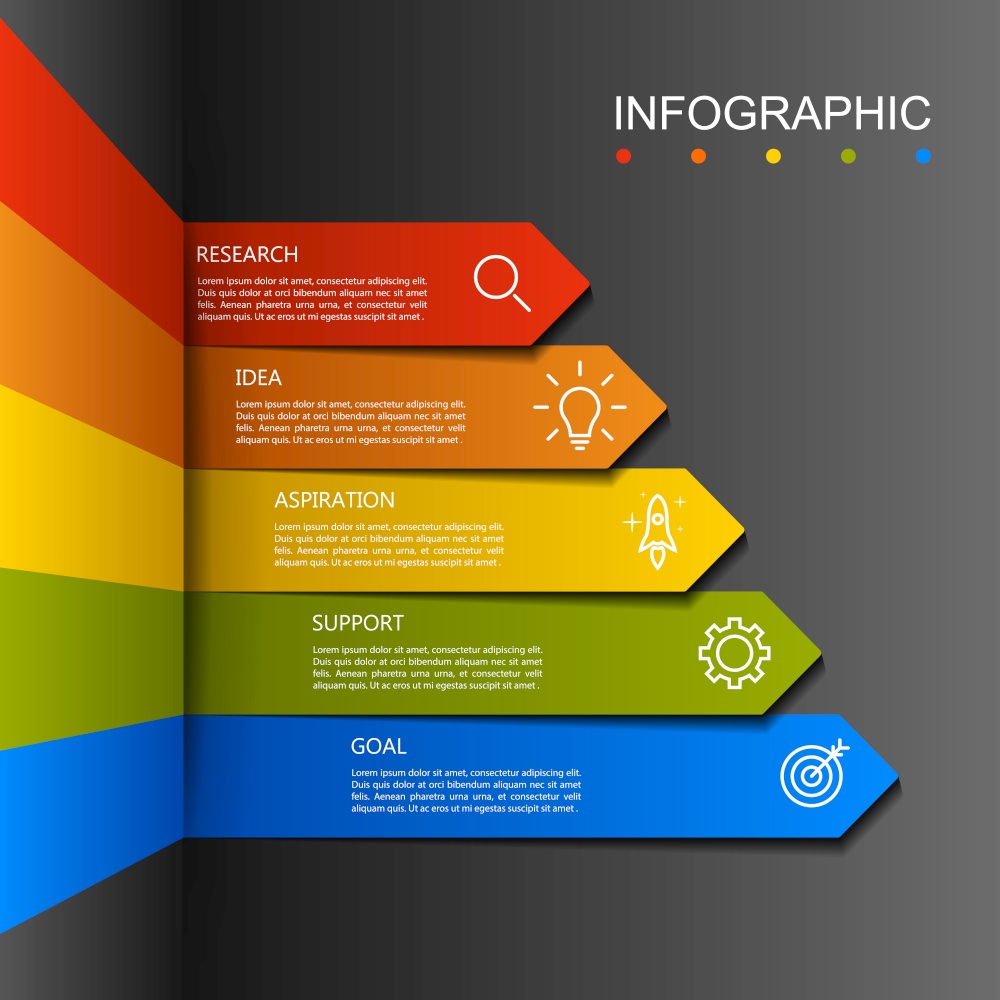 Business Infographic arrow modern five step