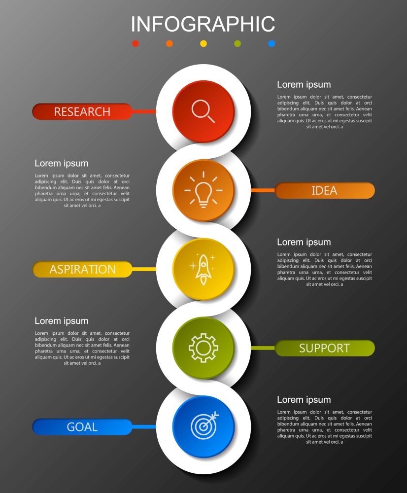 Infographic circular option banner with of 5 step