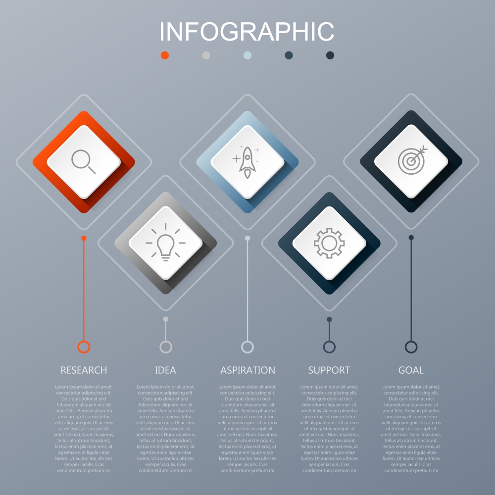 Timeline infographics design template with 5 options