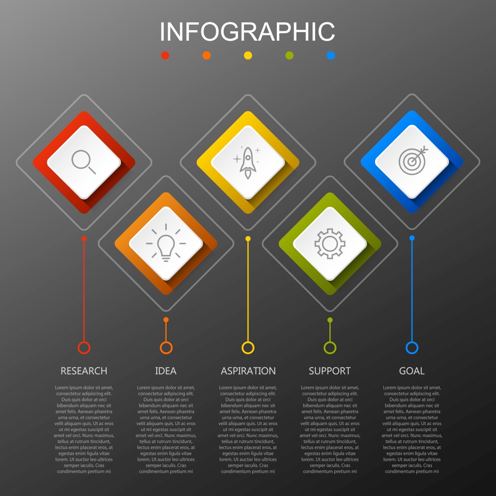 Timeline infographics design template with 5 options