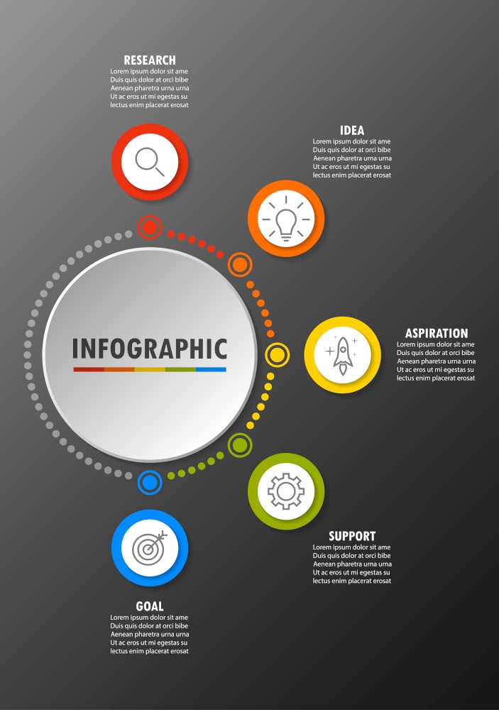 Infographics circle design  with 5 options